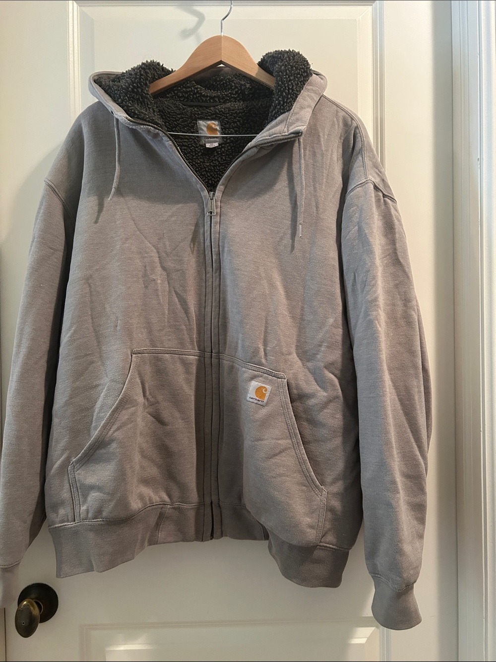 Carhartt super warm/heavy Sherpa Lined ZipUp Hoodie Jacket pockets in/out sizeXL